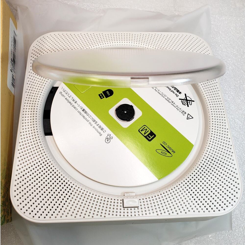 Bluetooth Portable Home CD Music Player w Remote Control Timer. White. Boombox